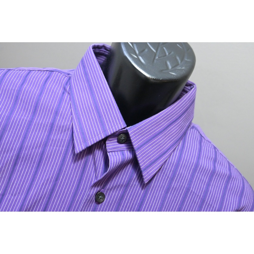 Express Button Up Dress Shirt Mens XL Purple Striped Modern Fit Stretch EUC